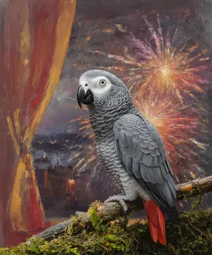 Christmas African Grey Parrot 763 bird