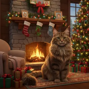 Christmas Xalani Forest Roch cat